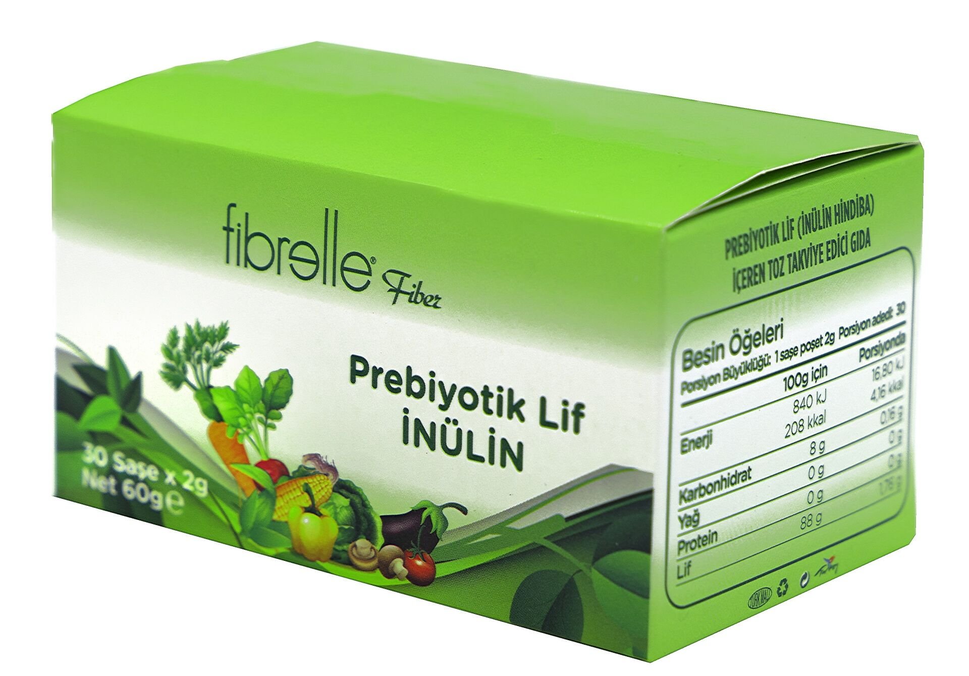 Fibrelle Prebiyotik Lif - İnülin Hindibağ 2 gr Saşe ( 30 Adet Kutu ) INULIN
