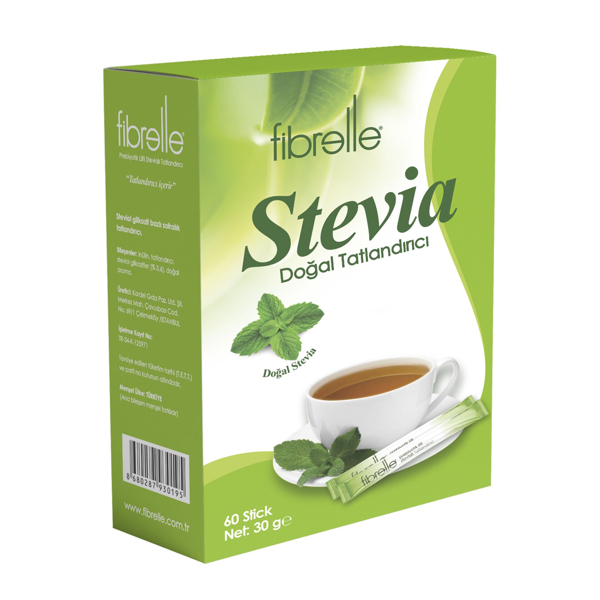 Fibrelle Prebiyotik Lifli Stevialı Tatlandırıcı 0,5 gr (60 Adet) Kutu