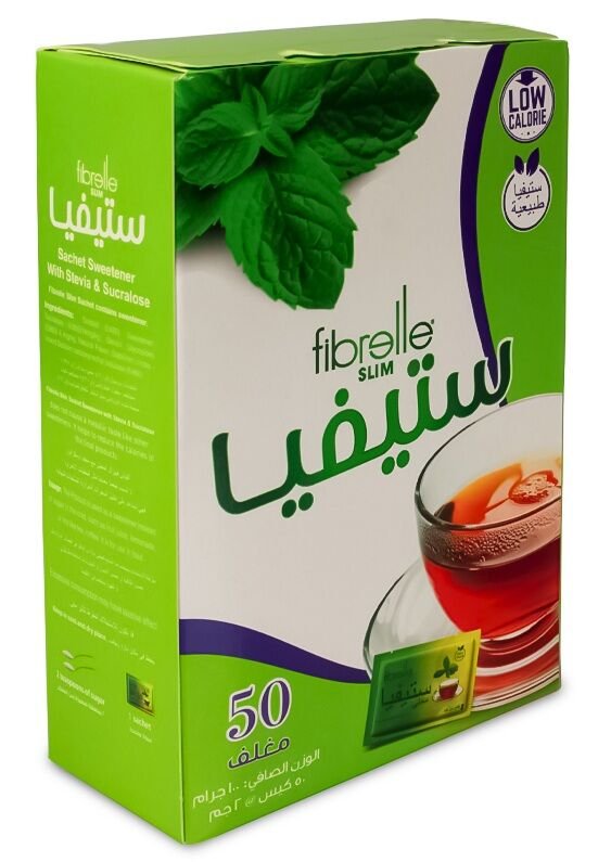 Fibrelle Slim Sachet Sweetener with Stevia & Sucralose ( 2 g ) 50 Pcs Sachet İn Box 100 g/Box